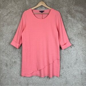Travelsmith Tunic Womens Medium Pink 3/4 Sleeve Pullover Viscose Blend- 9975*